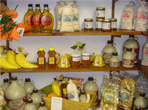 Local products including honey, jam and maple syrup